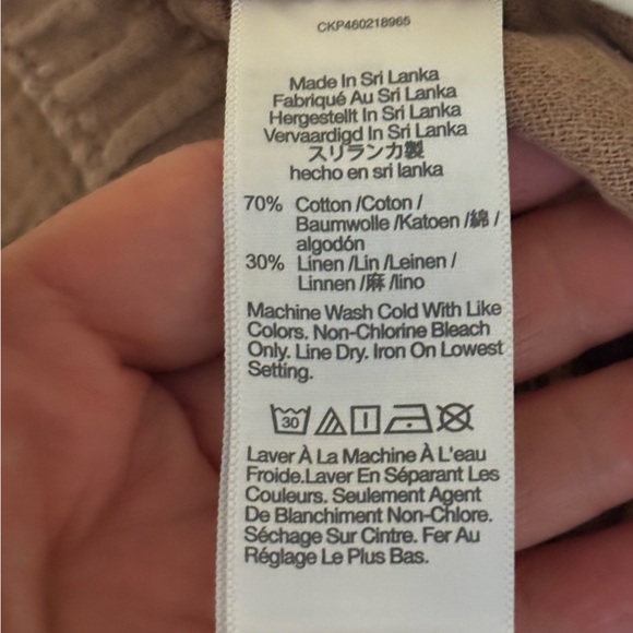 Madewell Cotton Linen Pull On High Rise Tapered Pants: Button Front SIze M Peach - Picture 9 of 14